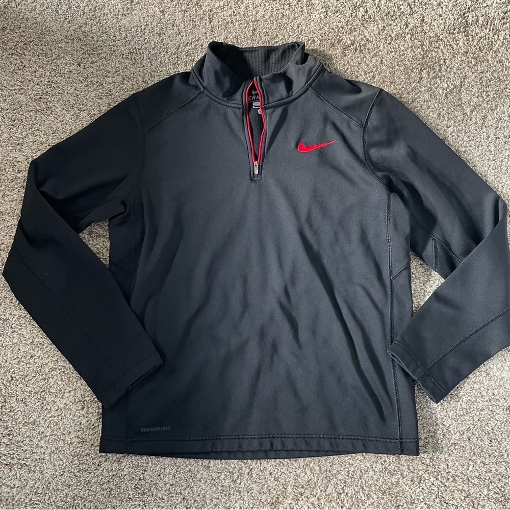 Nike Men's Black Performance Jacket with Red Details